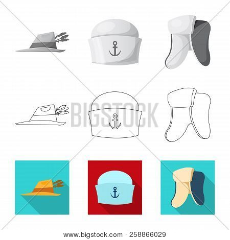 Isolated Object Of Headgear And Cap Symbol. Set Of Headgear And Accessory Stock Vector Illustration.