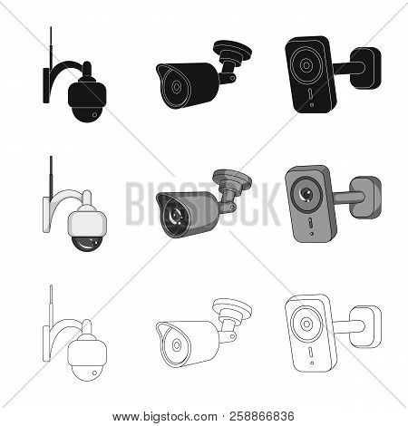 Vector Design Of Cctv And Camera Icon. Collection Of Cctv And System Vector Icon For Stock.