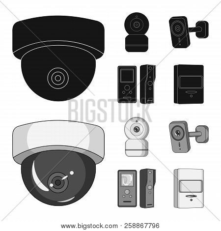 Vector Illustration Of Cctv And Camera Sign. Set Of Cctv And System Vector Icon For Stock.