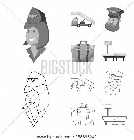 Vector Design Of Airport And Airplane Icon. Collection Of Airport And Plane Vector Icon For Stock.