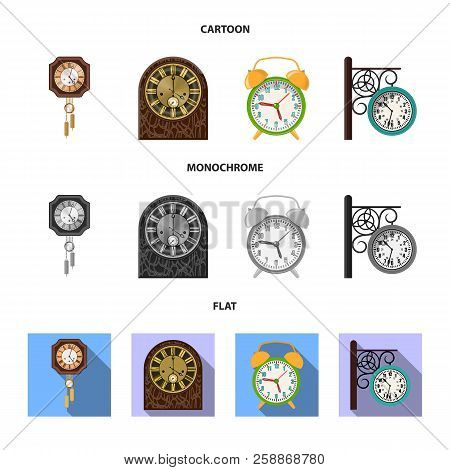 Vector Design Of Clock And Time Sign. Collection Of Clock And Circle Vector Icon For Stock.