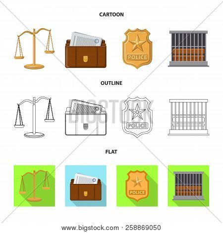 Vector Design Of Law And Lawyer Icon. Set Of Law And Justice Stock Vector Illustration.