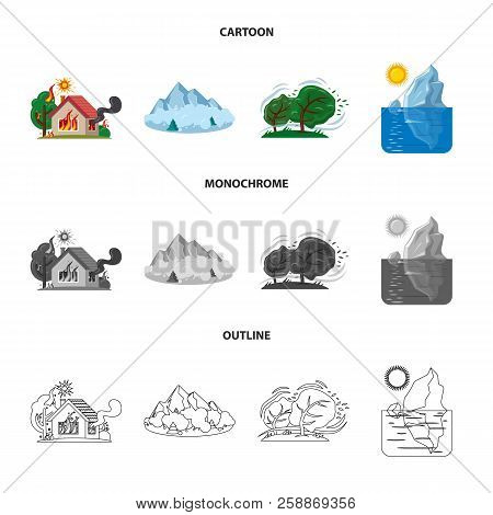 Vector Illustration Of Natural And Disaster Logo. Collection Of Natural And Risk Stock Vector Illust