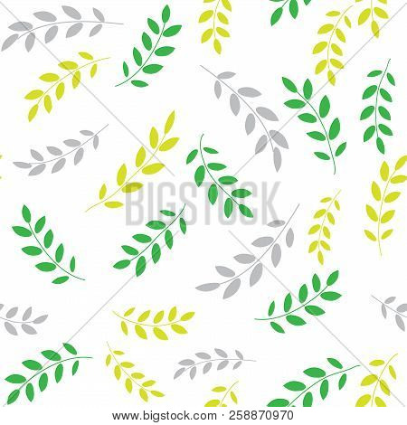 Multicolored Acacia Leaves. Seamless Pattern. Can Be Used For Fabrics, Paper.