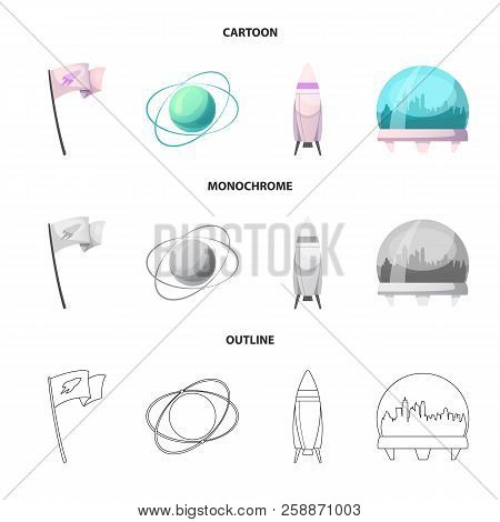 Vector Illustration Of Mars And Space Icon. Collection Of Mars And Planet Stock Symbol For Web.