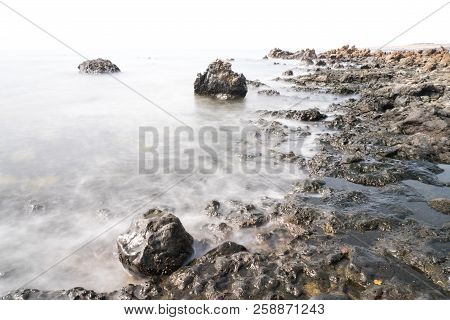 Non Classical View Of The Coast Of Lanzarote Formed Mostly By Cooled Lava During A Sunny Day. Here W