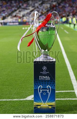 Kyiv, Ukraine - May 26, 2018: Uefa Champions League Trophy (cup) Presents Before The Ucl Final Game 