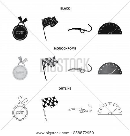 Vector Illustration Of Car And Rally Icon. Set Of Car And Race Stock Vector Illustration.