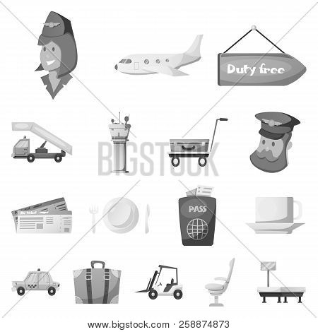Vector Design Of Airport And Airplane Icon. Set Of Airport And Plane Stock Vector Illustration.