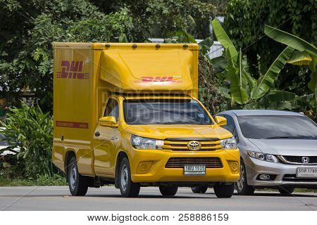 Chiangmai, Thailand - August  7 2018:  Dhl Express And Logistics Container Pickup Truck. Modify From