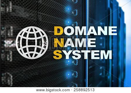 Dns - Domain Name System, Server And Protocol. Internet And Digital Technology Concept On Server Roo