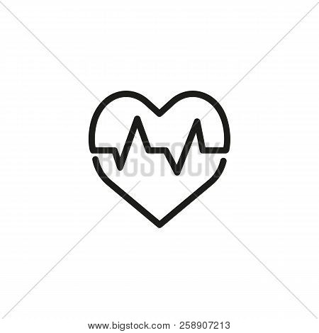 Heart Beat Line Icon. Heart Shape, Cardiograph, Cardiogram. Health Care Concept. Can Be Used For Top