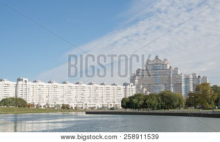 City Landscape. Minsk. Belarus. Rivercity Svisloch Landscape.