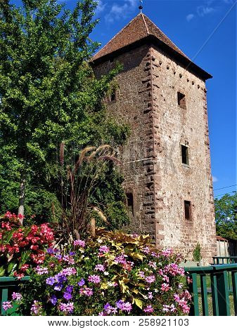 Picturesque Tower Of The Old City Wall Of Wissembourg, France