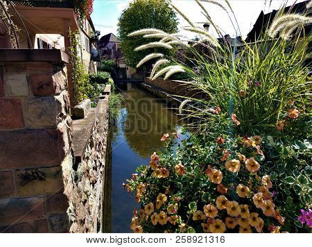 Beautiful Canal In The Old Town Of Wissembourg, France