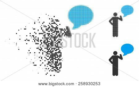 Man Idea Balloon Icon In Dispersed, Dotted Halftone And Whole Variants. Elements Are Organized Into 