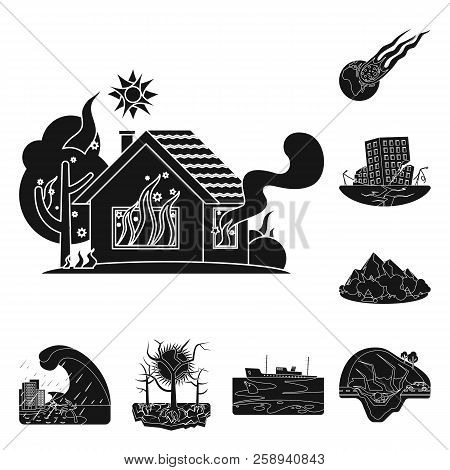 Vector Illustration Of Natural And Disaster Sign. Set Of Natural And Risk Stock Vector Illustration.