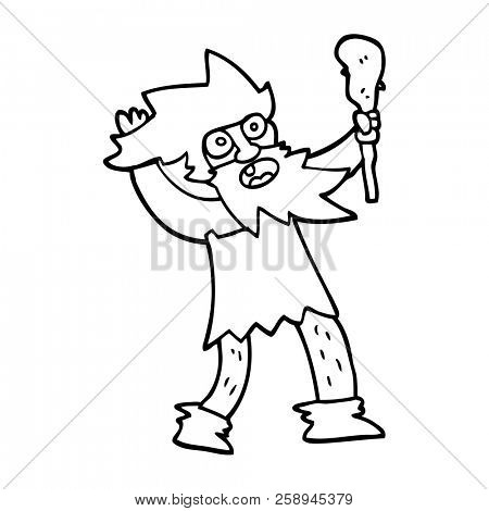line drawing cartoon crazy caveman