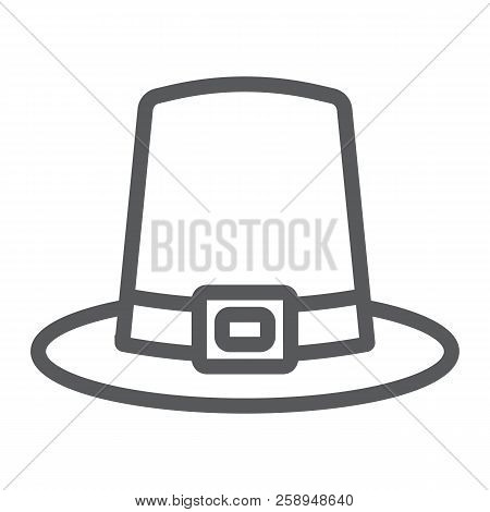 Pilgrim Hat Line Icon, Thanksgiving And Traditional, Hat Sign, Vector Graphics, A Linear Pattern On 