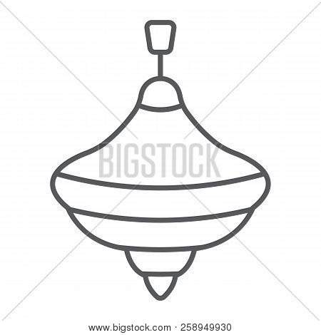 Humming Top Thin Line Icon, Toy And Play, Whirligig Sign, Vector Graphics, A Linear Pattern On A Whi