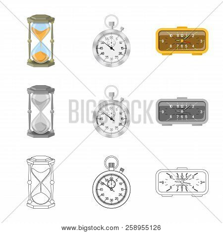 Vector Illustration Of Clock And Time Logo. Collection Of Clock And Circle Vector Icon For Stock.