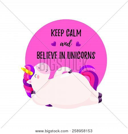 Cute Vector Illustration With Unicorn. Template For Printing, Design Of T-shirt, Banner.