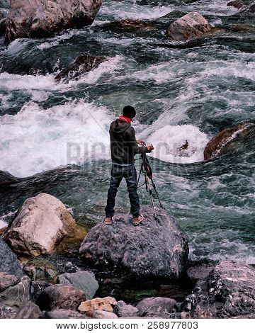 Adventure Photography - Photographer Taking Picture At Swat River, Kpk, Pakistan