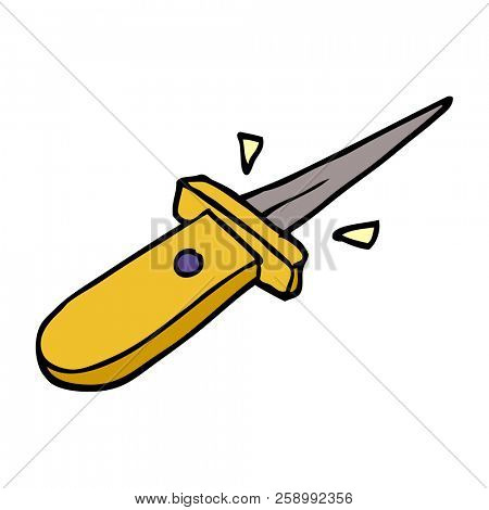 cartoon doodle flick knife snapping open