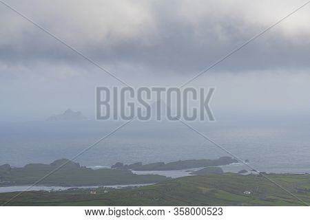 Beautiful Aerial View Of Beginish Island. Locations Worth Visiting On The Wild Atlantic Way. Scenic 