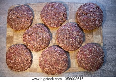Classic Meat Of Gamburger On Wooden Board