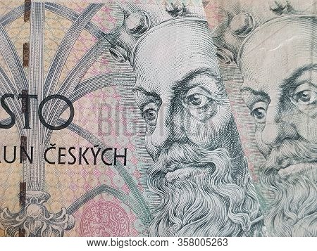 Approach To Czech Banknotes Of 100 Korun, Background And Texture
