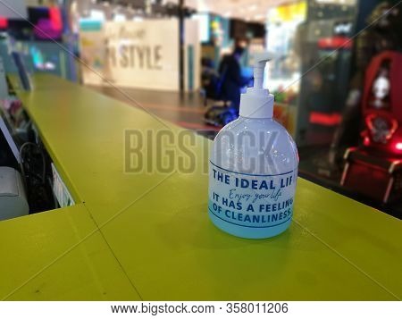 Rishon Letzion, Israel. March 13, 2020. A Dispenser Bottle Of Liquid Alcogel - Hand Sanitizer Alcoho