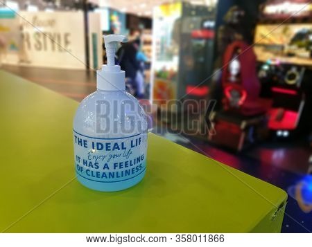 Rishon Letzion, Israel. March 13, 2020. A Dispenser Bottle Of Liquid Alcogel - Hand Sanitizer Alcoho