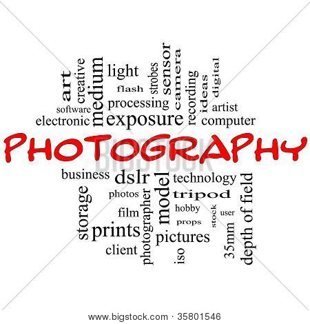 Rosso e nero concetto di fotografia Word Cloud