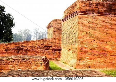 Ruins Of Nalanda University At Nalanda, Bihar In India