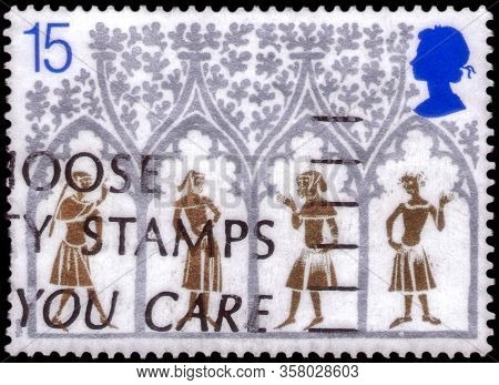 Saint Petersburg, Russia - March 21, 2020: Postage Stamp Issued In The United Kingdom With The Image