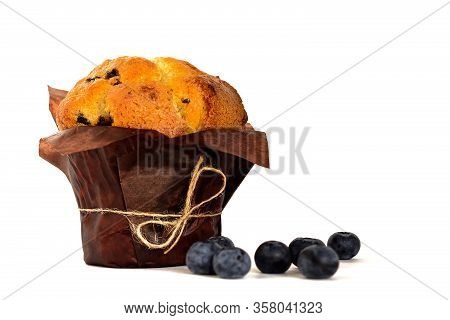 Blueberry Muffin Dessert In Paper Packaging. Nutritious And Delicious.