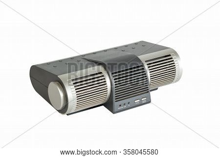 Electronic Air Purifier Appliance With Ionizer And Fan. Isolated On White Background.