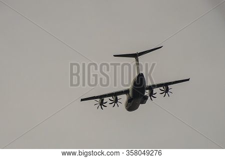 Labuan,malaysia-feb 11,2020:an Airbus A400m Atlas Aircraft Of Royal Malaysian Air Force Flying On Ru