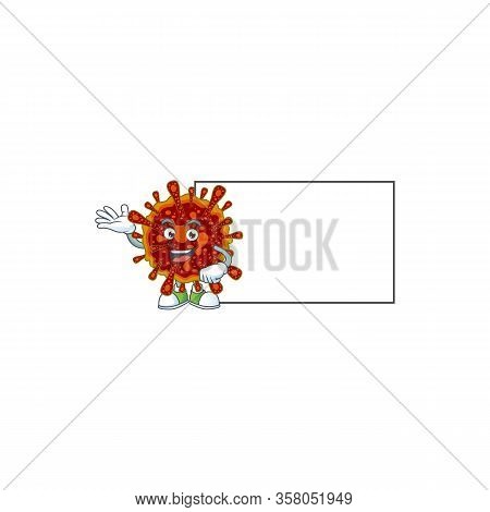 Deadly Coronvirus With Board Cartoon Mascot Design Style