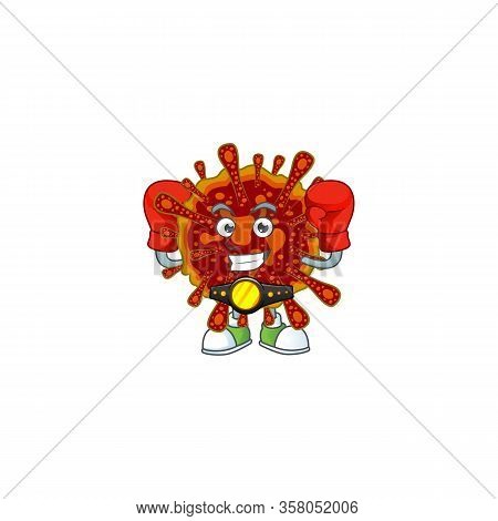 A Sporty Boxing Of Deadly Coronvirus Mascot Design Style