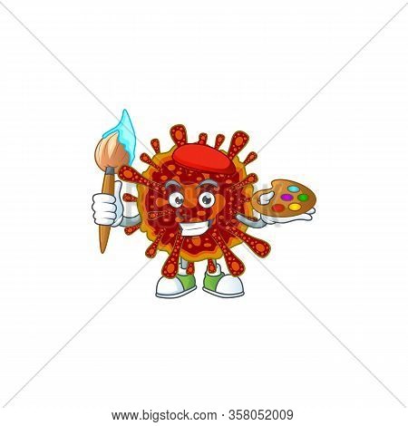 An Artistic Deadly Coronvirus Artist Cartoon Design Using A Brush