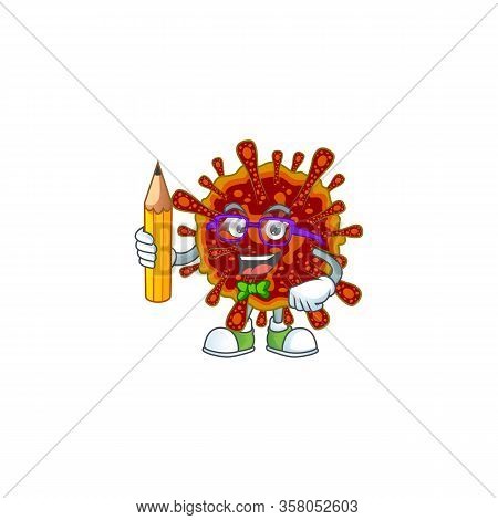 Deadly Coronvirus Clever Student Character Using A Pencil
