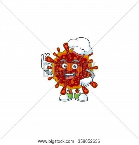A Picture Of Deadly Coronvirus Cartoon Character Wearing White Chef Hat