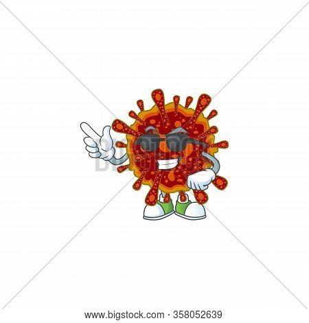 Cute Deadly Coronvirus Cartoon Character Design Style With Black Glasses