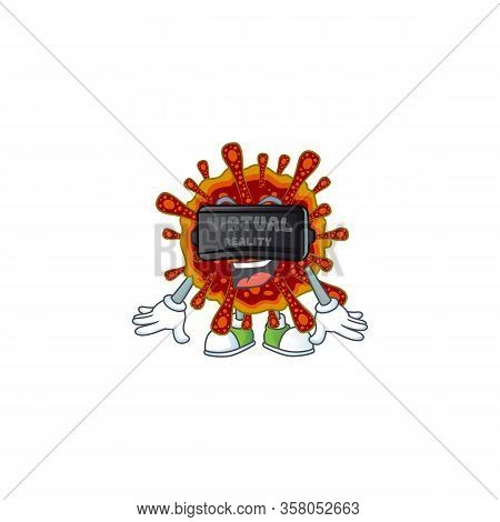 An Icon Of Deadly Coronvirus Character Using Virtual Reality Headset