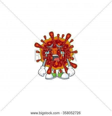 A Crying Face Of Deadly Coronvirus Cartoon Character Design