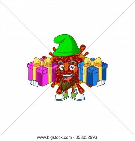 Funny Face Cartoon Design Of Deadly Coronvirus With Tongue Out