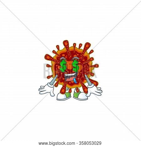 Rich Deadly Coronvirus With Money Eye Mascot Character Concept