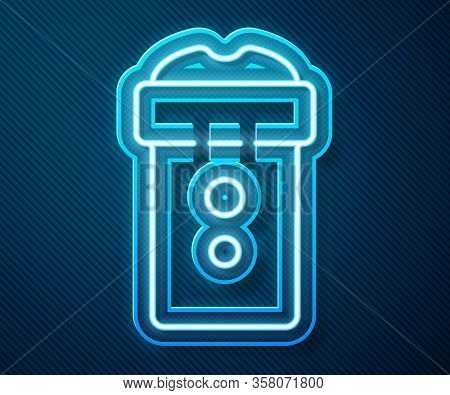 Glowing Neon Line Vagina Masturbator Icon Isolated On Blue Background. Sex Toy For Man. Vector Illus